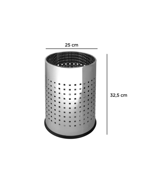 PAPELERA METALICA GY9903 PERFORADA CROMADA 250X325 MM