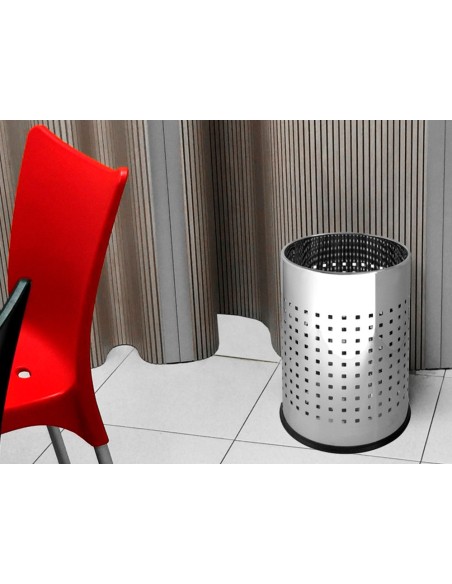 PAPELERA METALICA GY9903 PERFORADA CROMADA 250X325 MM