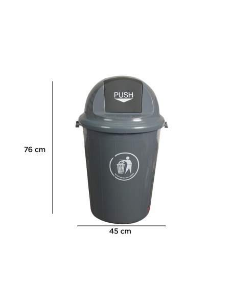 PAPELERA PLASTICO Q-CON. CAP. 80 LITROS GRIS 760X450 MM