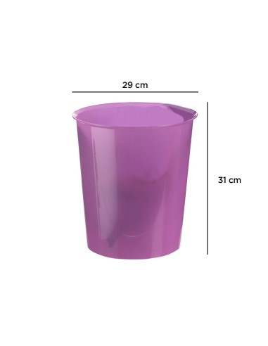 PAPELERA PLASTICO VIOLETA TRANSLUCIDO 16 LITROS