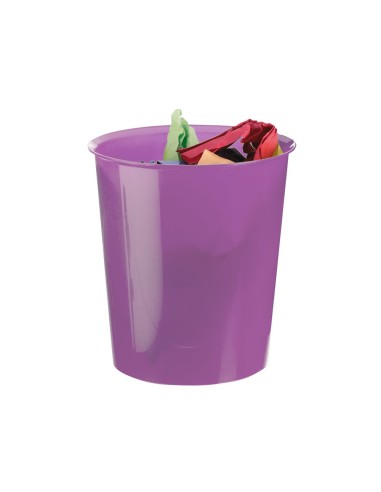 PAPELERA PLASTICO VIOLETA TRANSLUCIDO 16 LITROS