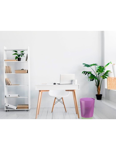 PAPELERA PLASTICO VIOLETA TRANSLUCIDO 16 LITROS