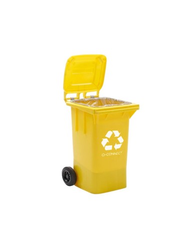 PAPELERA Q-CON.PLASTICO TAPA 100L AM.1150X500X560 MMCON RUEDAS