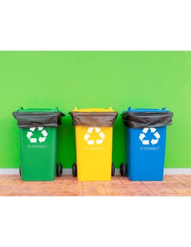 PAPELERA Q-CON.PLASTICO TAPADERA 100L GRIS 1150X500X560 MM RUEDAS