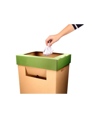 CONTENEDOR PAPELERA RECICLAJE CARTON 100% RECICLAD 70LT.450X350X650MM