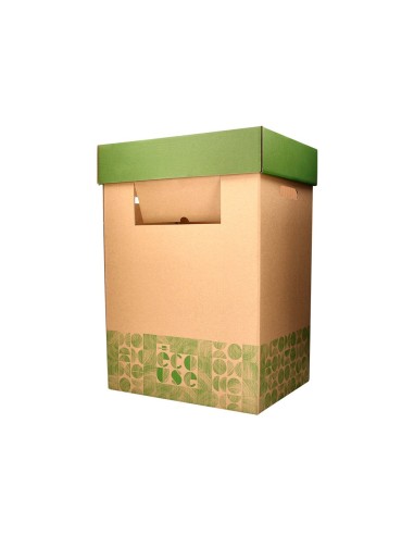 CONTENEDOR PAPELERA RECICLAJE CARTON 100% RECICLAD 70LT.450X350X650MM