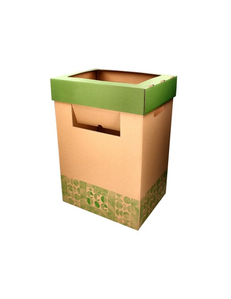 CONTENEDOR PAPELERA RECICLAJE CARTON 100% RECICLAD 70LT.450X350X650MM