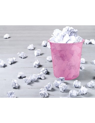 PAPELERA PLAST. ROSA TRANS.13LT.275X285MM