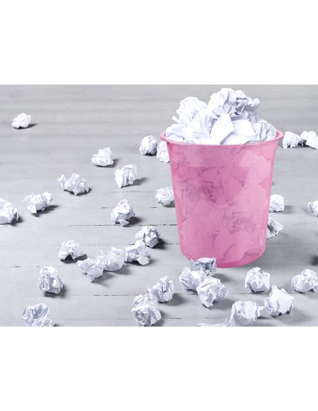 PAPELERA PLAST. ROSA TRANS.13LT.275X285MM