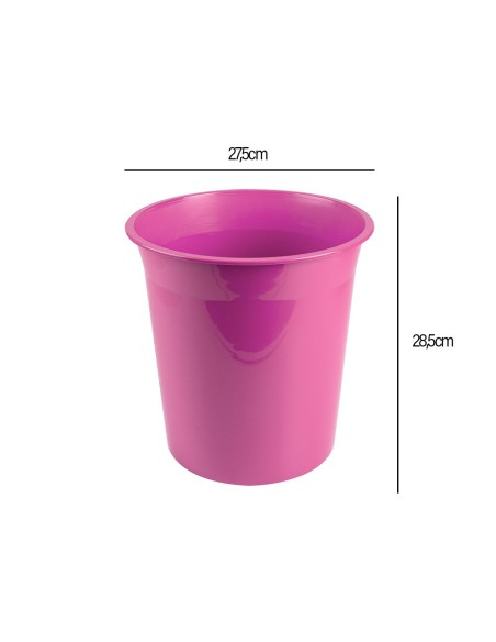 PAPELERA PLAST. ROSA OPACO 13LT.275X285MM