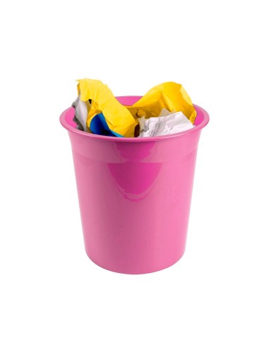 PAPELERA PLAST. ROSA OPACO 13LT.275X285MM