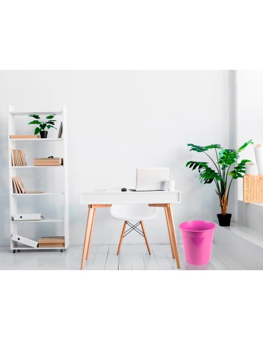 PAPELERA PLAST. ROSA OPACO 13LT.275X285MM