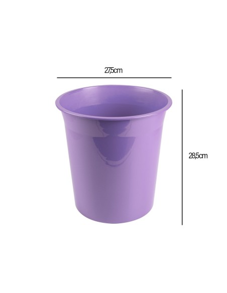 PAPELERA PLAST. LAVANDA OPACO 13LT.275X285MM