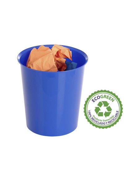 PAPELERA PLAST.ARCHIVO 2000 ECOGREEN 100% RECICLA 18LT.AZ. 290X310MM