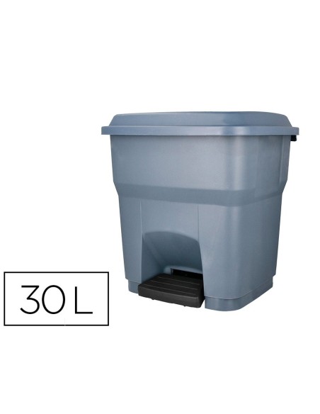 PAPELERA CONTENEDOR Q-CONNECT PLASTICO CON TAPA Y PEDAL 30 LT GRIS