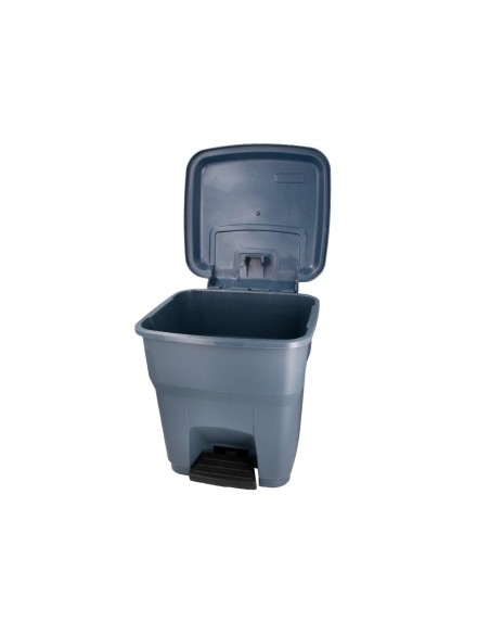 PAPELERA CONTENEDOR Q-CONNECT PLASTICO CON TAPA Y PEDAL 30 LT GRIS