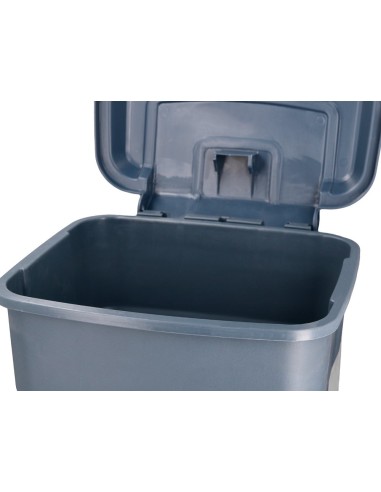PAPELERA CONTENEDOR Q-CONNECT PLASTICO CON TAPA Y PEDAL 30 LT GRIS