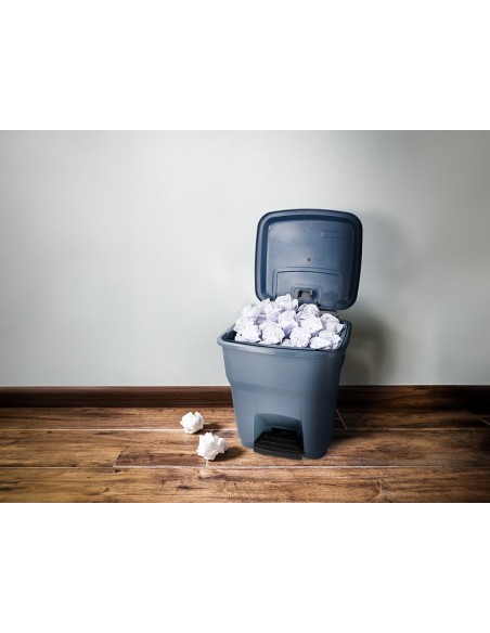 PAPELERA CONTENEDOR Q-CONNECT PLASTICO CON TAPA Y PEDAL 30 LT GRIS