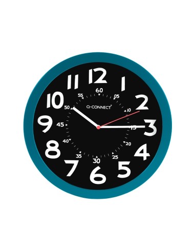 RELOJ Q-CON.PARED PLASTICO OFICINA RED.30 CM AZ.,ESFERA NG.