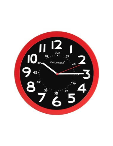 RELOJ Q-CON.PARED PLASTICO OFICINA RED.30 CM RJ.,ESFERA NG.