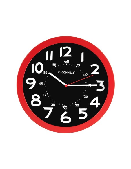 RELOJ Q-CON.PARED PLASTICO OFICINA RED.30 CM RJ.,ESFERA NG.