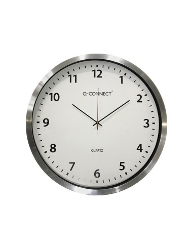 RELOJ Q-CON.PARED PLASTICO OFICINA RED.60 CM MARCO CROMADO