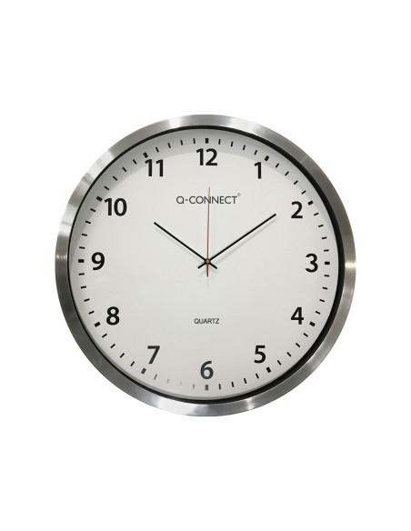 RELOJ Q-CON.PARED PLASTICO OFICINA RED.60 CM MARCO CROMADO