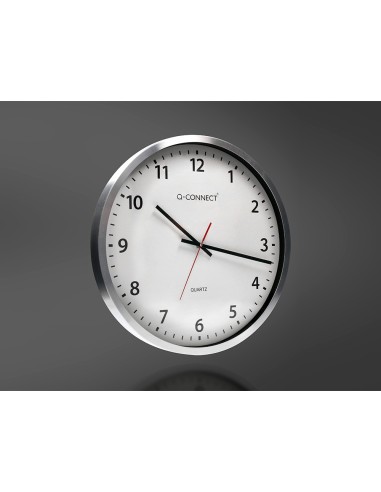 RELOJ Q-CON.PARED PLASTICO OFICINA RED.60 CM MARCO CROMADO