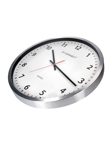 RELOJ Q-CON.PARED PLASTICO OFICINA RED.60 CM MARCO CROMADO