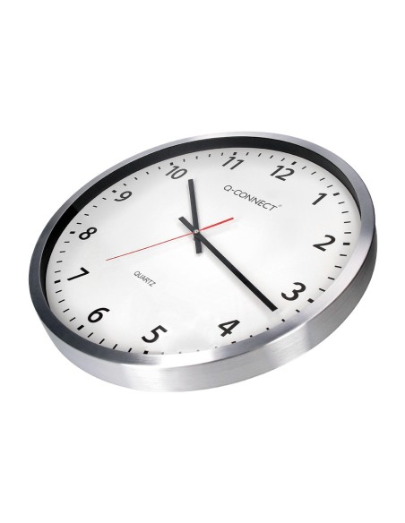 RELOJ Q-CON.PARED PLASTICO OFICINA RED.60 CM MARCO CROMADO