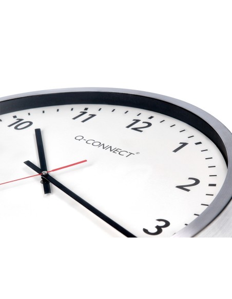 RELOJ Q-CON.PARED PLASTICO OFICINA RED.60 CM MARCO CROMADO