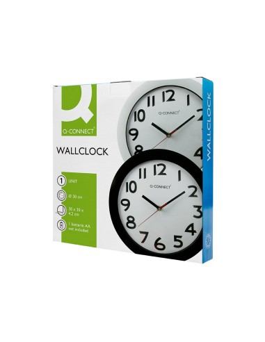 RELOJ Q-CONNECT DE PARED PLASTICO OFICINA REDONDO 30 CM MARCO NG.
