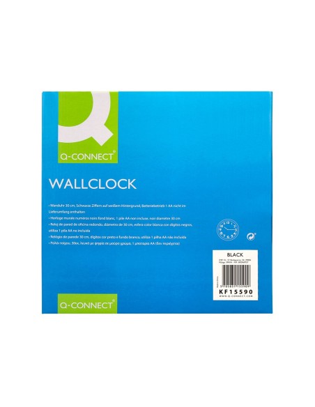 RELOJ Q-CONNECT DE PARED PLASTICO OFICINA REDONDO 30 CM MARCO NG.