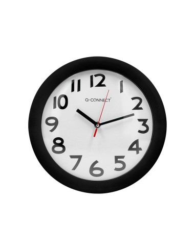 RELOJ Q-CONNECT DE PARED PLASTICO OFICINA REDONDO 30 CM MARCO NG.