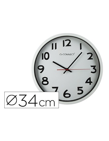 RELOJ PARED PLASTICO 210 S OFICINA RED.-38 CM MARCO CROMADO