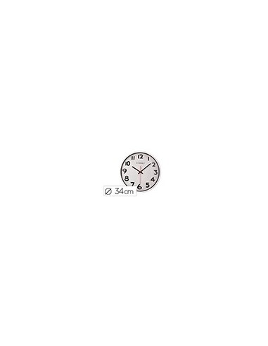 RELOJ PARED PLASTICO 210 S OFICINA RED.-38 CM MARCO CROMADO