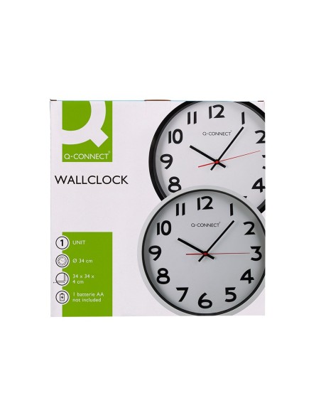 RELOJ PARED PLASTICO 210 S OFICINA RED.-38 CM MARCO CROMADO