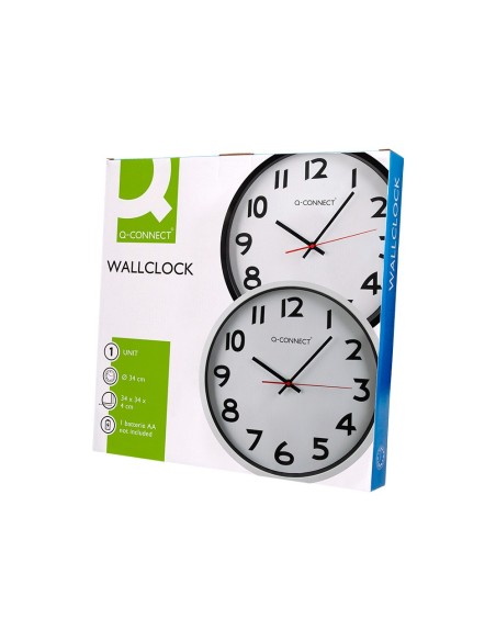 RELOJ PARED PLASTICO 210 S OFICINA RED.-38 CM MARCO CROMADO