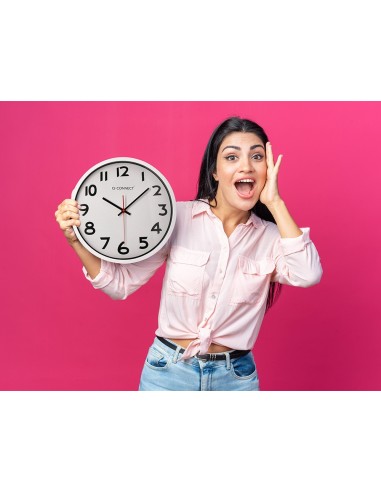 RELOJ PARED PLASTICO 210 S OFICINA RED.-38 CM MARCO CROMADO