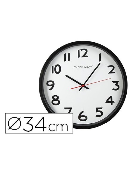 RELOJ PARED PLASTICO 210 BS-OFICINA RED.-38 CM MARCO NEGRO