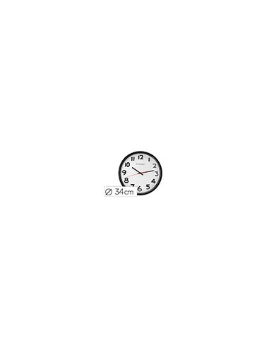 RELOJ PARED PLASTICO 210 BS-OFICINA RED.-38 CM MARCO NEGRO