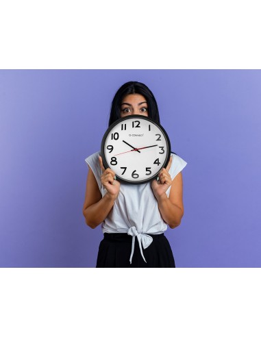 RELOJ PARED PLASTICO 210 BS-OFICINA RED.-38 CM MARCO NEGRO