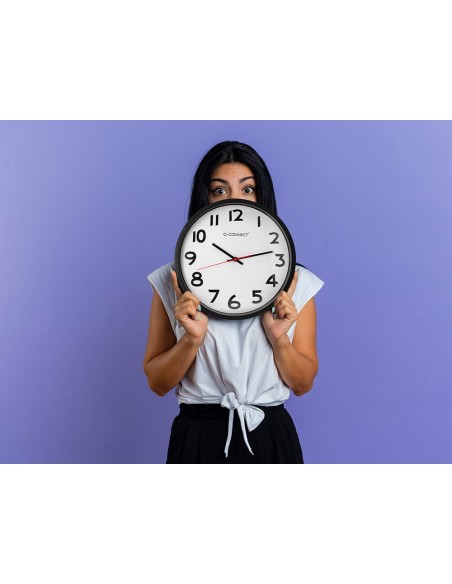 RELOJ PARED PLASTICO 210 BS-OFICINA RED.-38 CM MARCO NEGRO