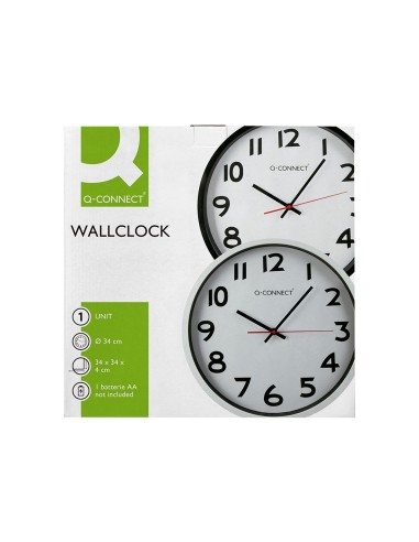 RELOJ PARED PLASTICO 210 BS-OFICINA RED.-38 CM MARCO NEGRO