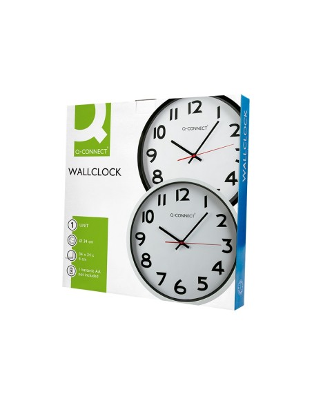RELOJ PARED PLASTICO 210 BS-OFICINA RED.-38 CM MARCO NEGRO
