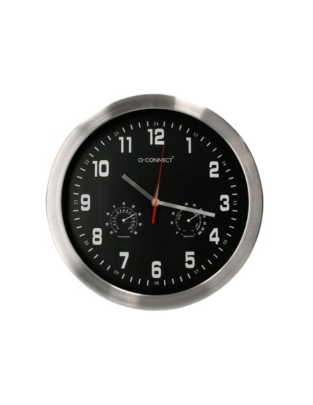 RELOJ Q-CON.DE PARED METALICO REDONDO 35,5 CM SILENCIOSO CROMADO NG.