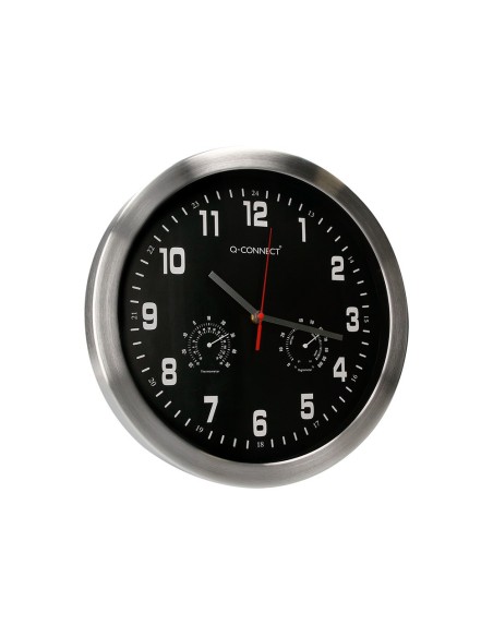 RELOJ Q-CON.DE PARED METALICO REDONDO 35,5 CM SILENCIOSO CROMADO NG.