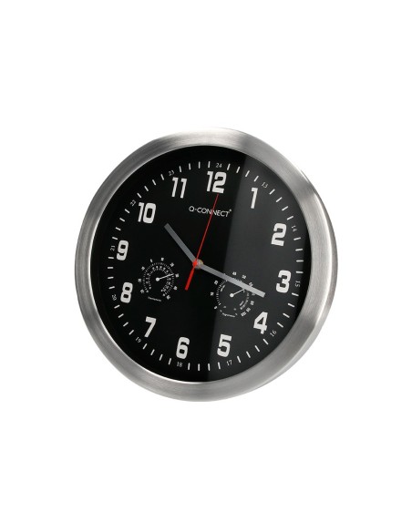 RELOJ Q-CON.DE PARED METALICO REDONDO 35,5 CM SILENCIOSO CROMADO NG.