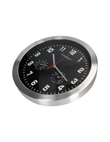 RELOJ Q-CON.DE PARED METALICO REDONDO 35,5 CM SILENCIOSO CROMADO NG.