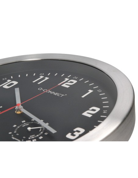 RELOJ Q-CON.DE PARED METALICO REDONDO 35,5 CM SILENCIOSO CROMADO NG.